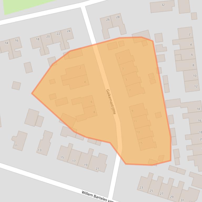 Kaart van postcodegebied 9284TN.