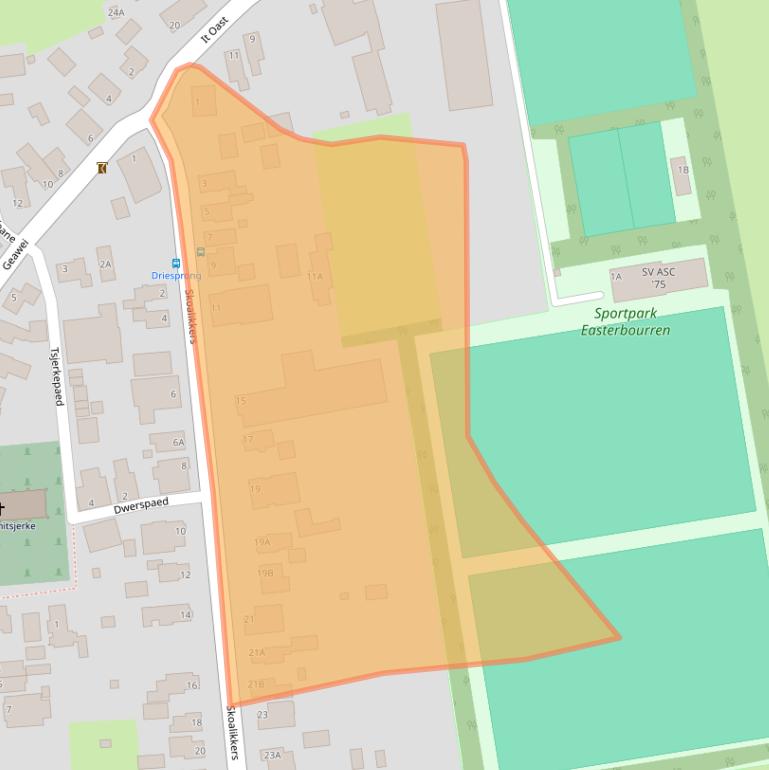 Kaart van postcodegebied 9284TS.