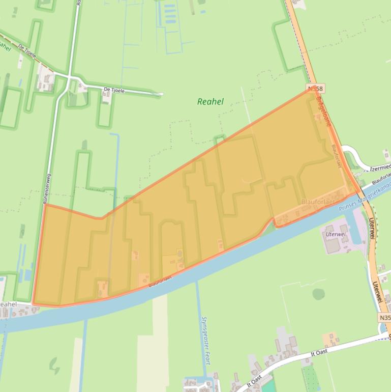 Kaart van postcodegebied 9284XH.