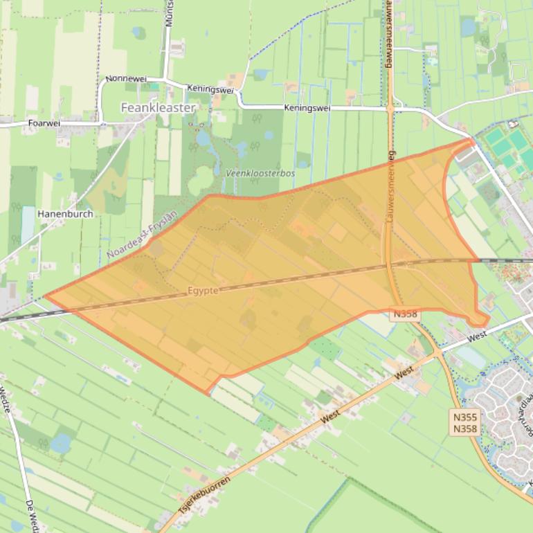 Kaart van postcodegebied 9285WX.