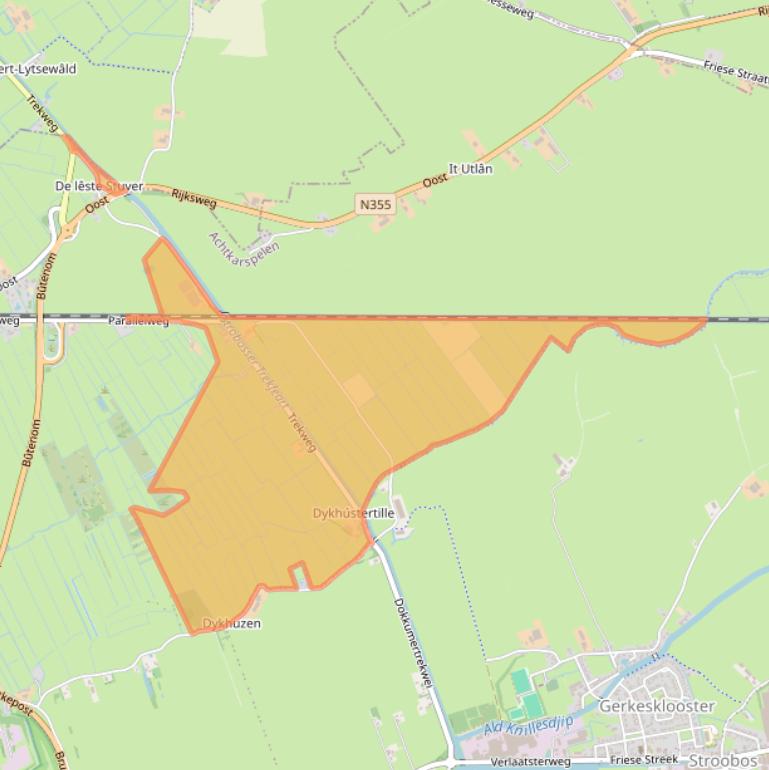 Kaart van postcodegebied 9285XH.