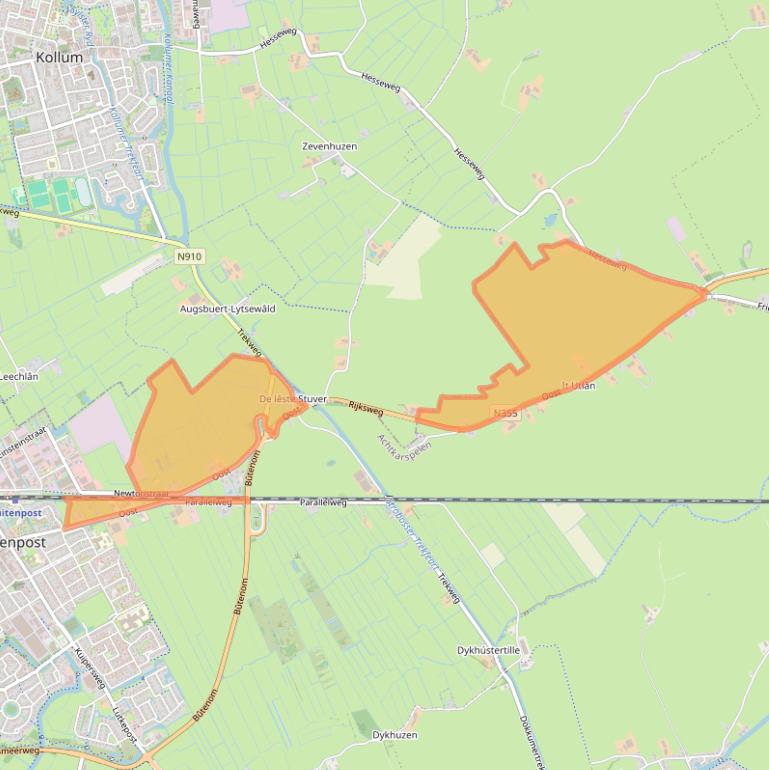 Kaart van postcodegebied 9285XK.