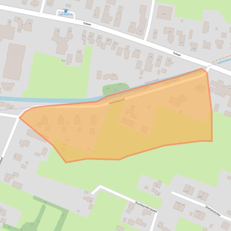 Kaart van postcodegebied 9287NR.
