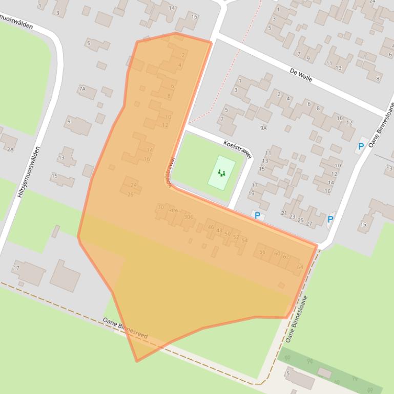 Kaart van postcodegebied 9287NT.