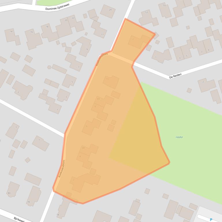 Kaart van postcodegebied 9287NZ.