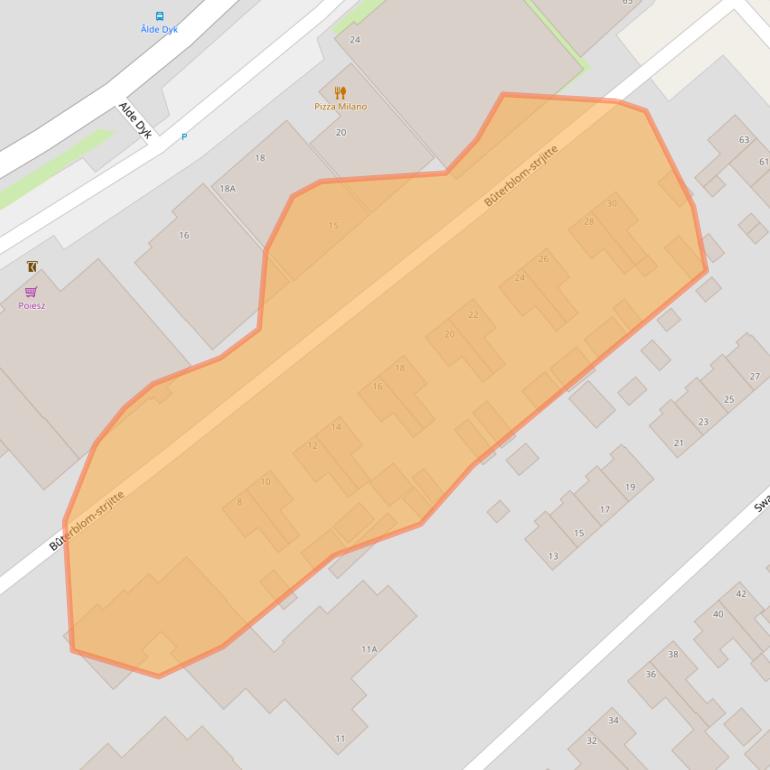 Kaart van postcodegebied 9288AA.