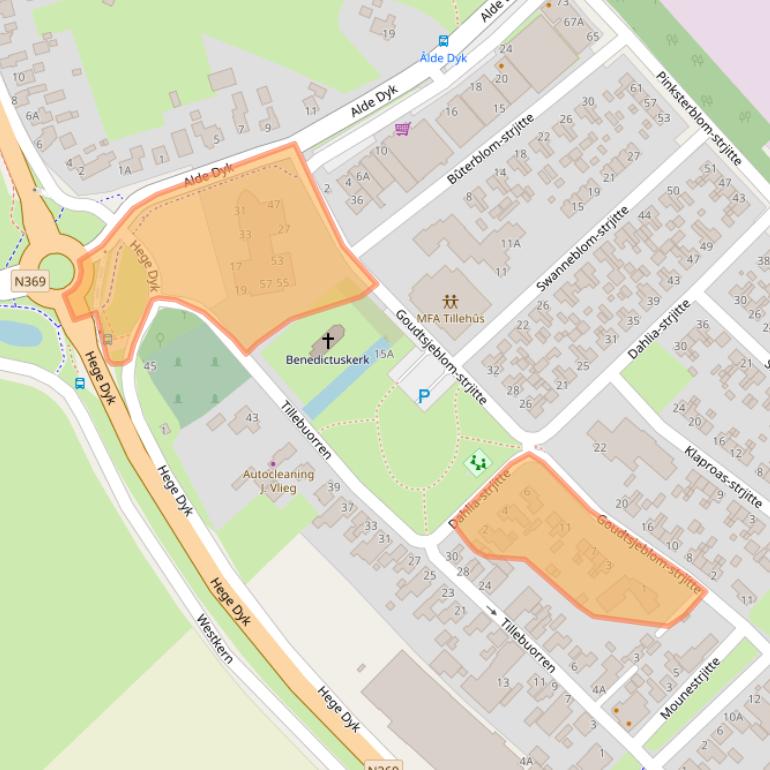 Kaart van postcodegebied 9288AL.