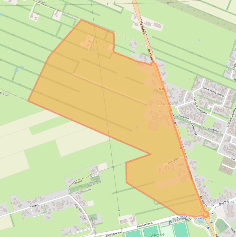 Kaart van postcodegebied 9288GB.