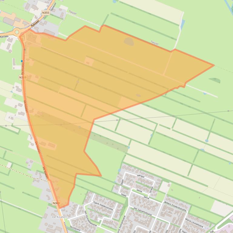 Kaart van postcodegebied 9288GH.