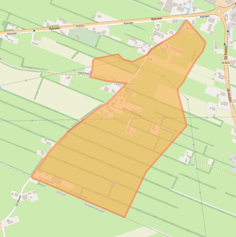 Kaart van postcodegebied 9288GJ.
