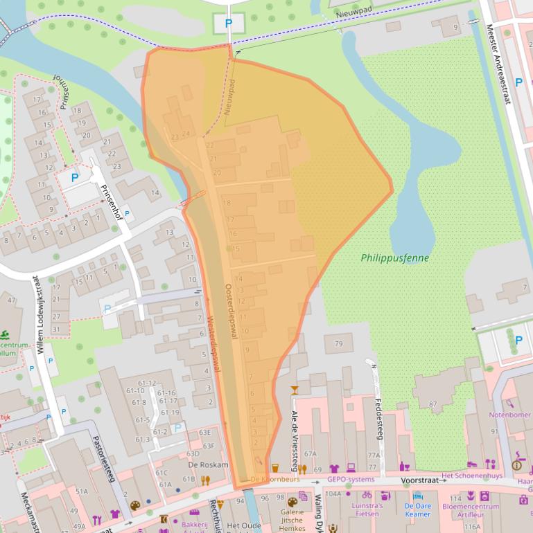 Kaart van postcodegebied 9291CJ.