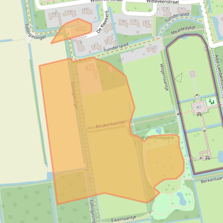 Kaart van postcodegebied 9291CW.