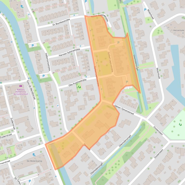 Kaart van postcodegebied 9291GK.