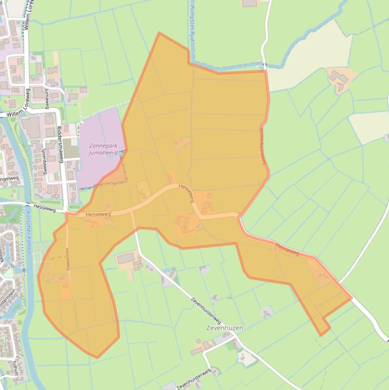 Kaart van postcodegebied 9291ME.