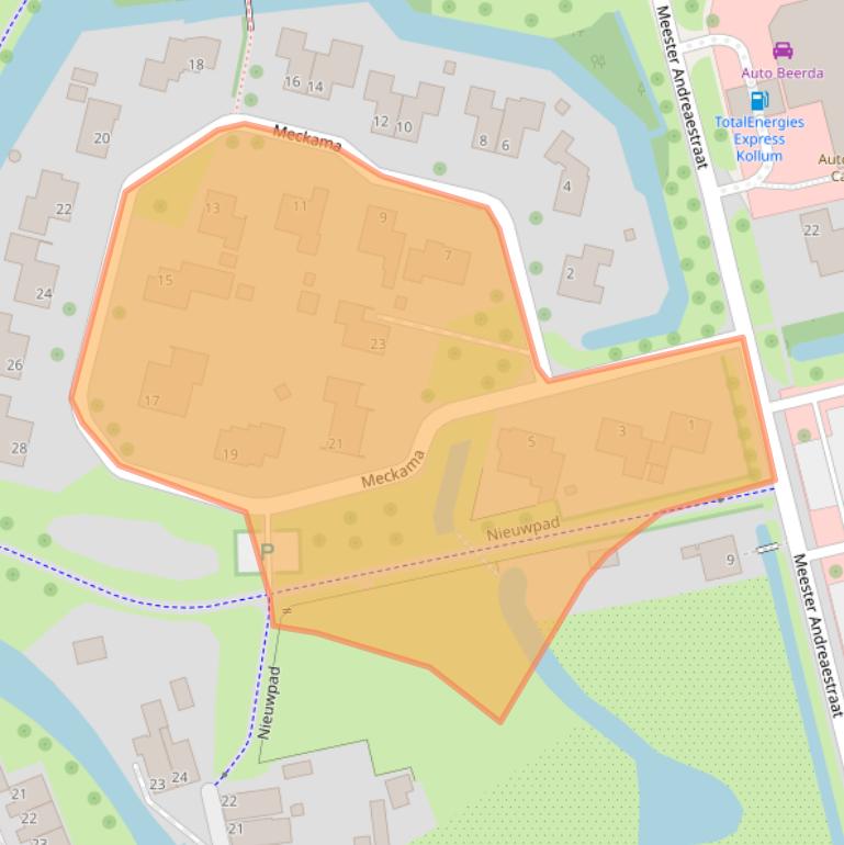 Kaart van postcodegebied 9291MJ.