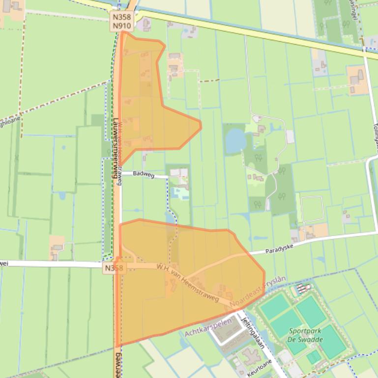 Kaart van postcodegebied 9291MS.