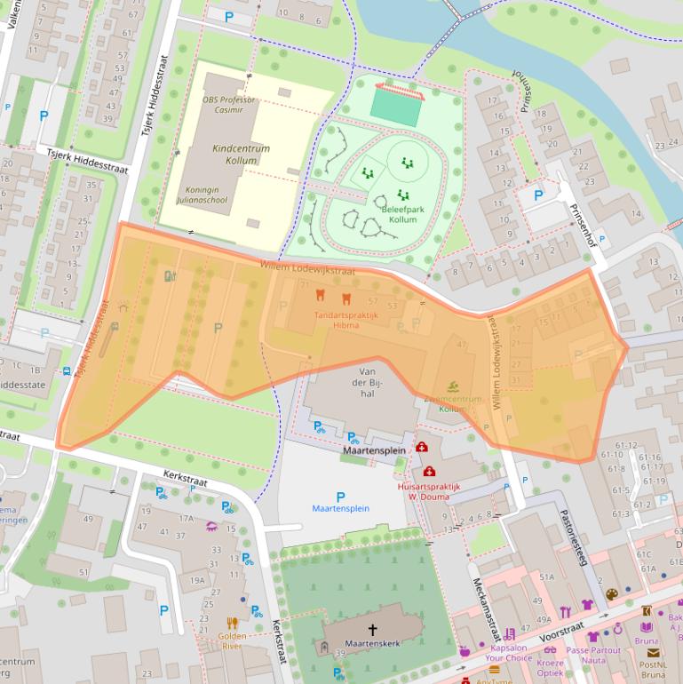 Kaart van postcodegebied 9291MZ.