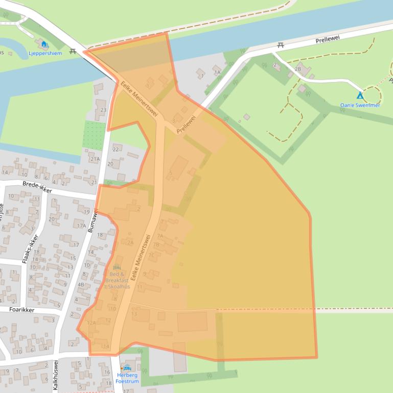 Kaart van postcodegebied 9295KB.