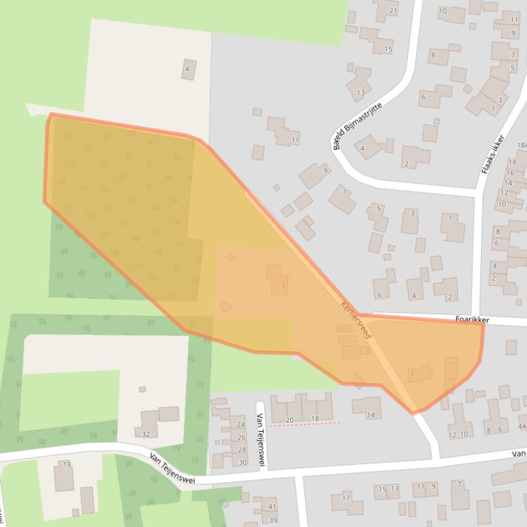 Kaart van postcodegebied 9295KJ.