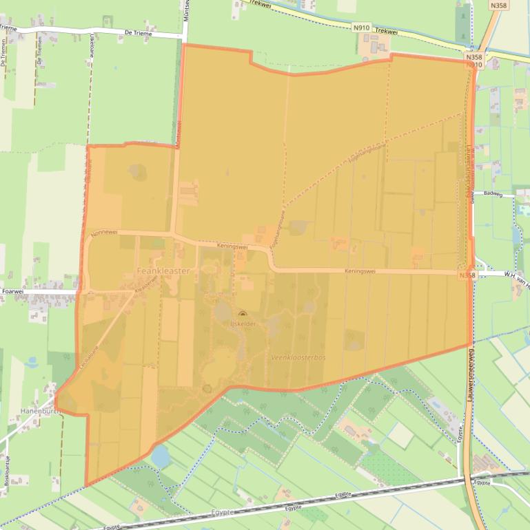 Kaart van postcodegebied 9297.