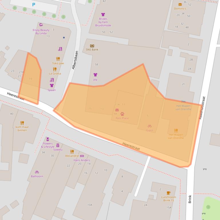 Kaart van postcodegebied 9301AC.