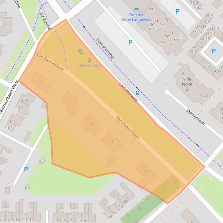 Kaart van postcodegebied 9301AT.