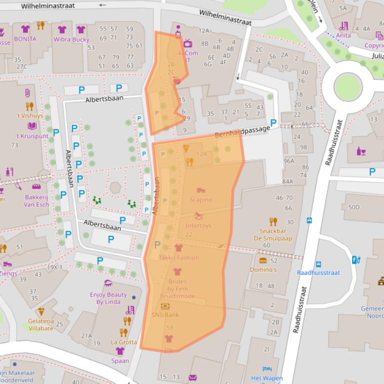 Kaart van postcodegebied 9301AZ.