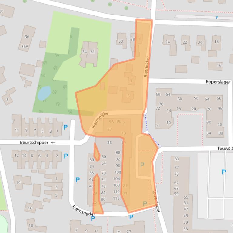 Kaart van postcodegebied 9301BC.