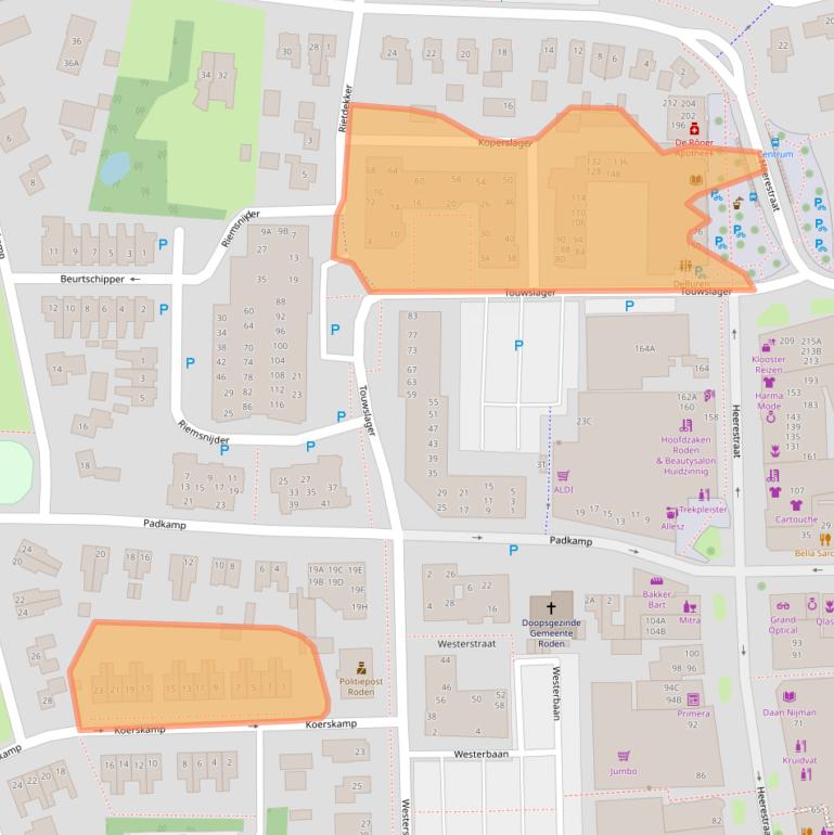 Kaart van postcodegebied 9301BD.