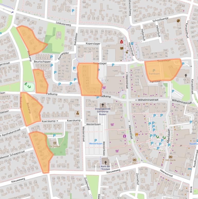 Kaart van postcodegebied 9301BJ.