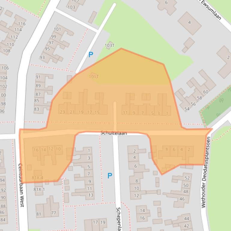 Kaart van postcodegebied 9301CA.