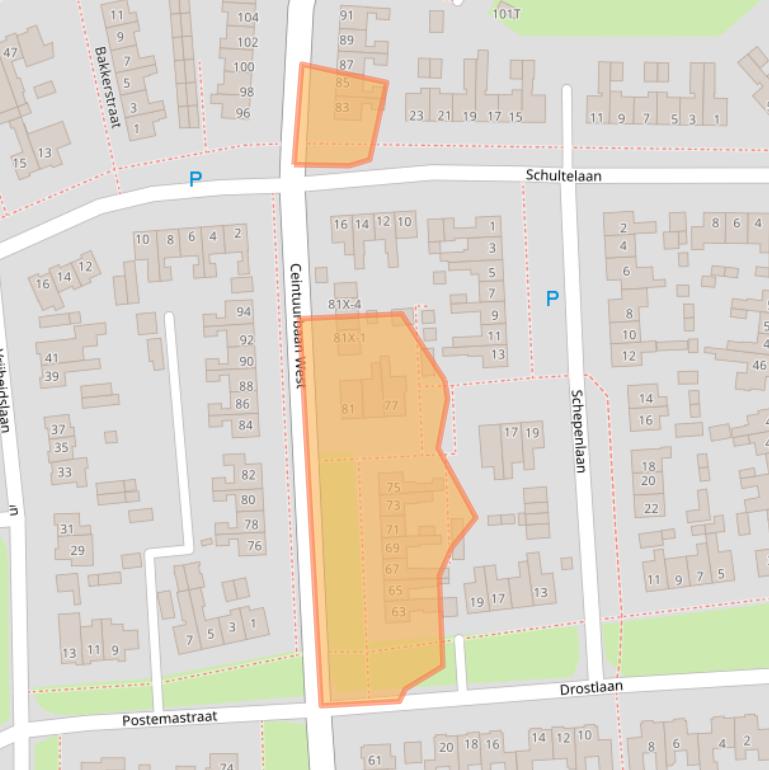 Kaart van postcodegebied 9301CP.