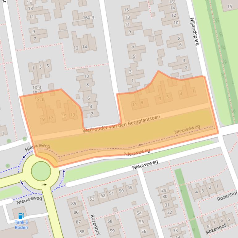 Kaart van postcodegebied 9301GN.