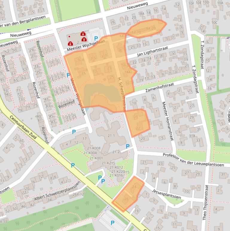 Kaart van postcodegebied 9301HJ.