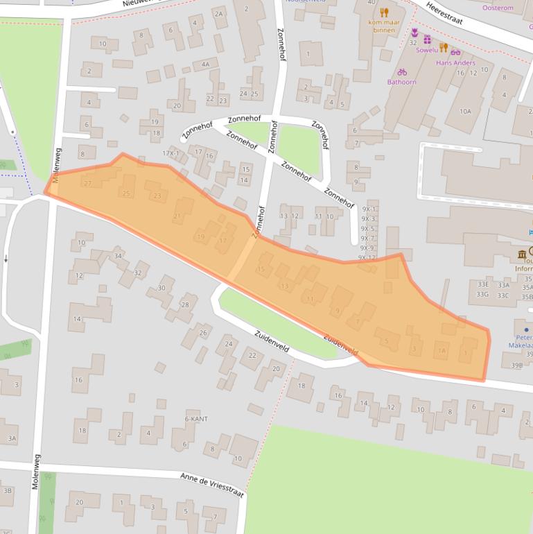 Kaart van postcodegebied 9301JA.