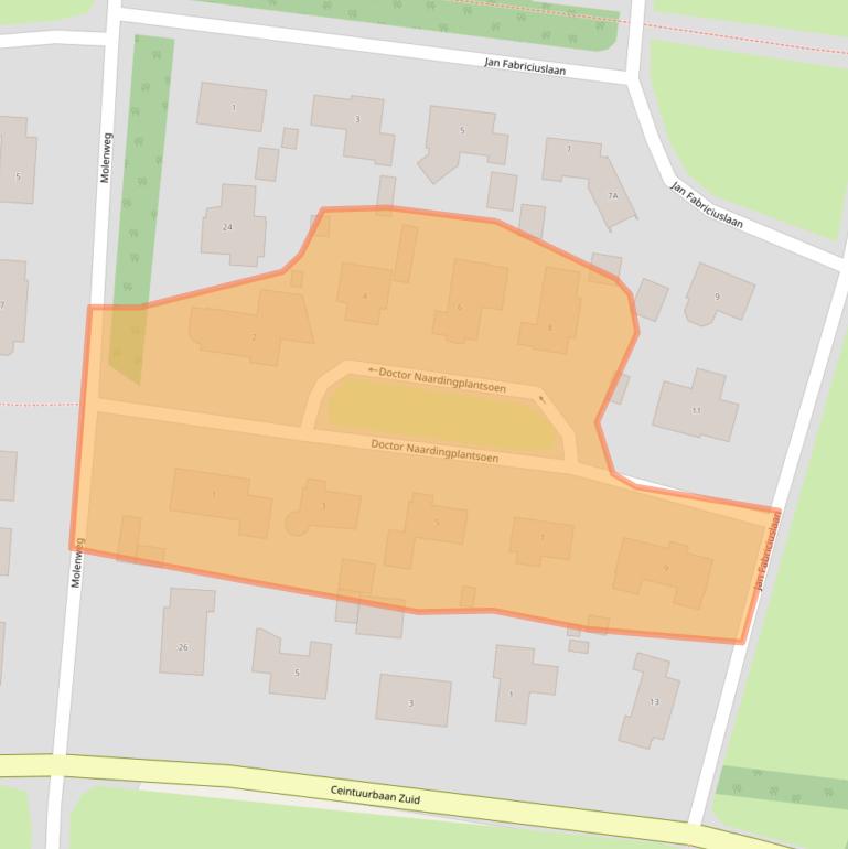 Kaart van postcodegebied 9301JJ.