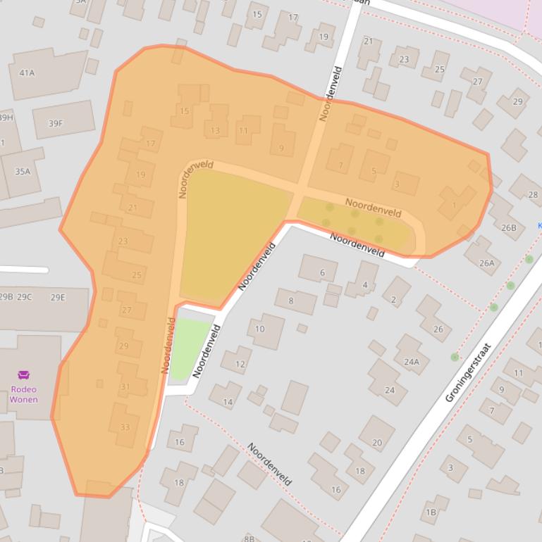 Kaart van postcodegebied 9301LG.