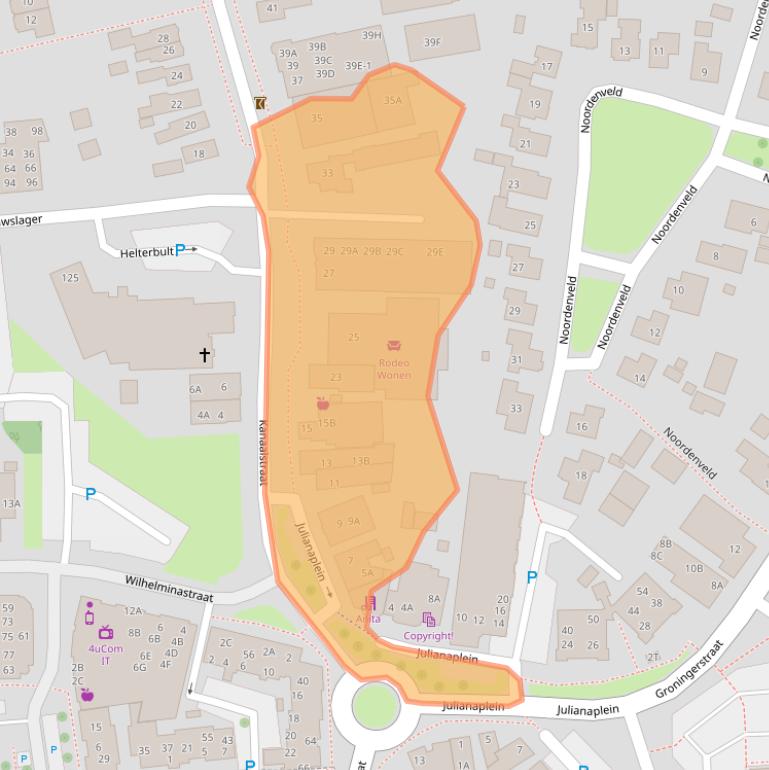 Kaart van postcodegebied 9301LP.