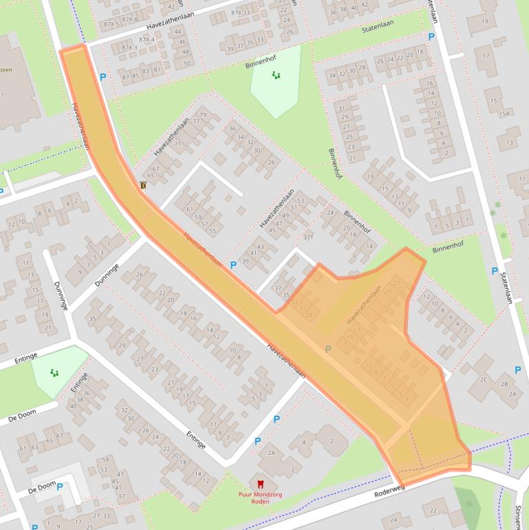 Kaart van postcodegebied 9301SB.