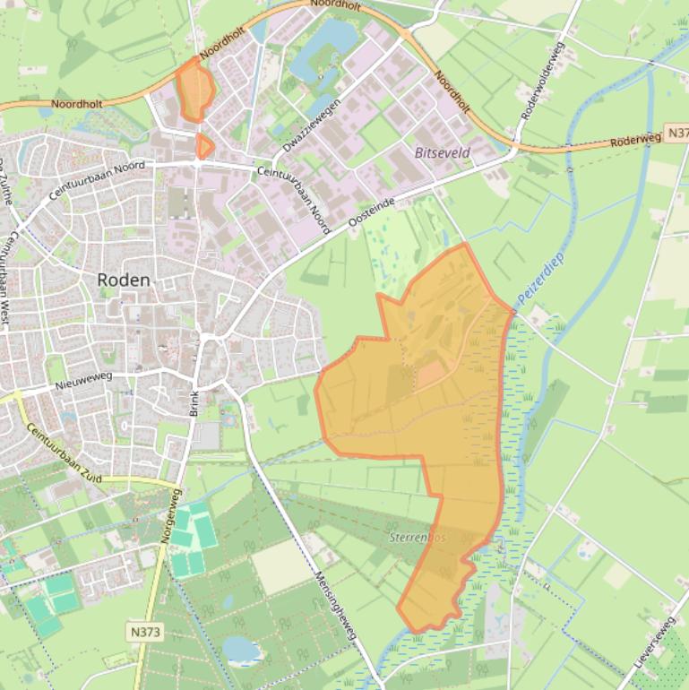 Kaart van postcodegebied 9301ZA.