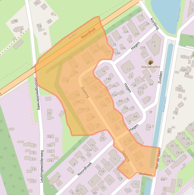 Kaart van postcodegebied 9301ZT.