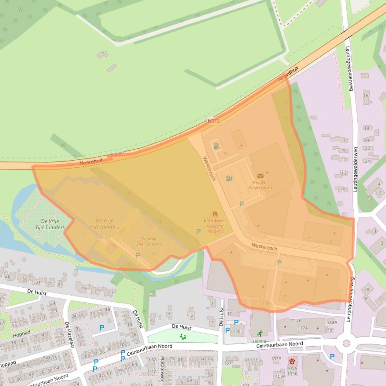 Kaart van postcodegebied 9301ZW.