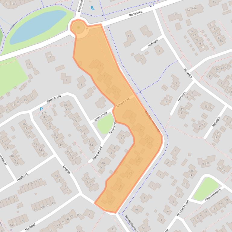 Kaart van postcodegebied 9302AB.