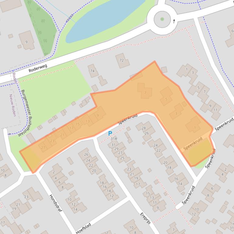 Kaart van postcodegebied 9302AG.