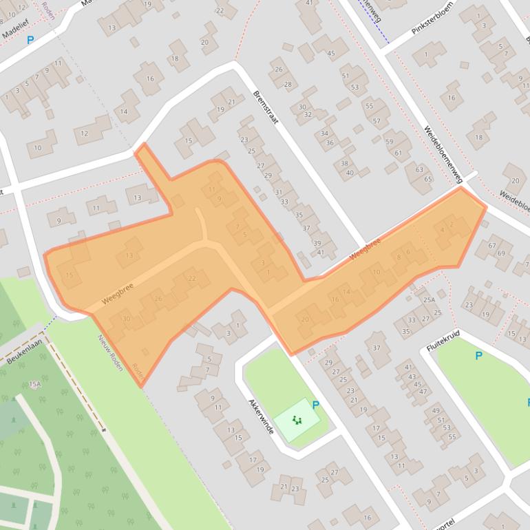 Kaart van postcodegebied 9302AS.