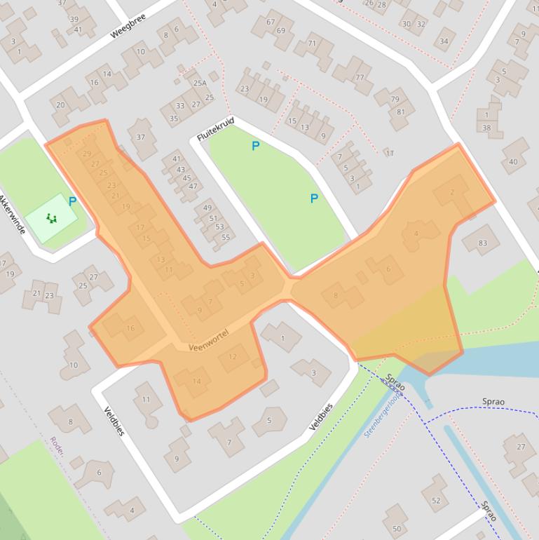 Kaart van postcodegebied 9302AV.