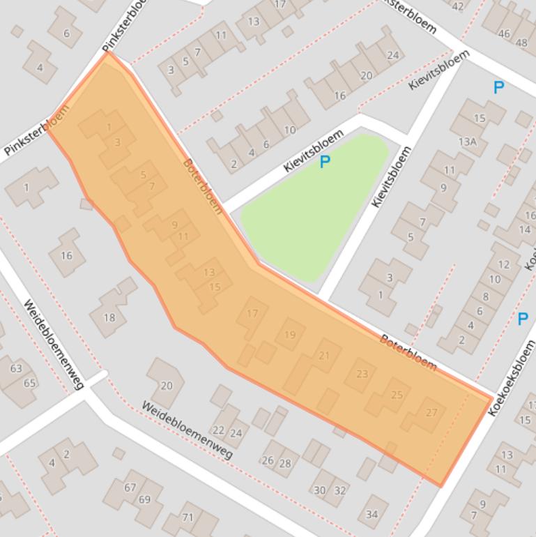 Kaart van postcodegebied 9302BE.