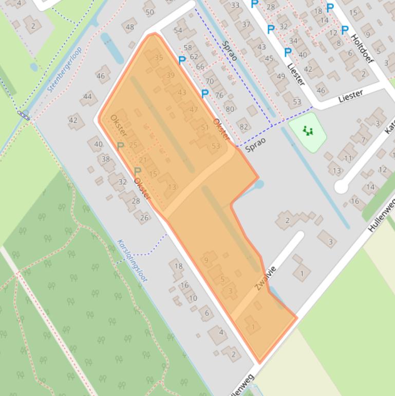 Kaart van postcodegebied 9302CE.