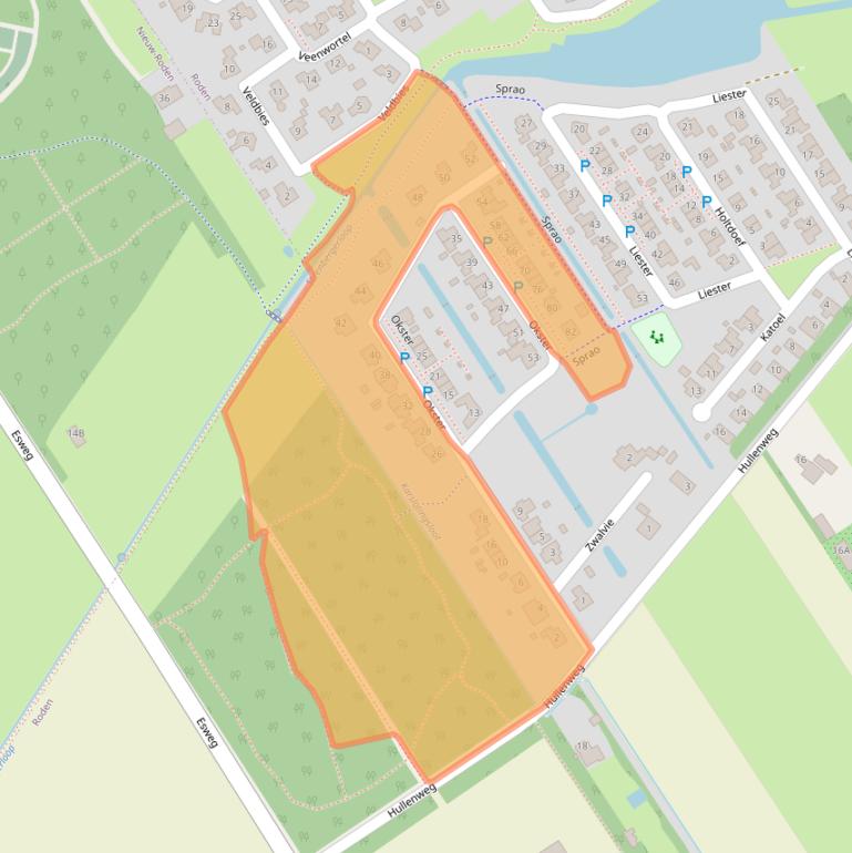 Kaart van postcodegebied 9302CG.