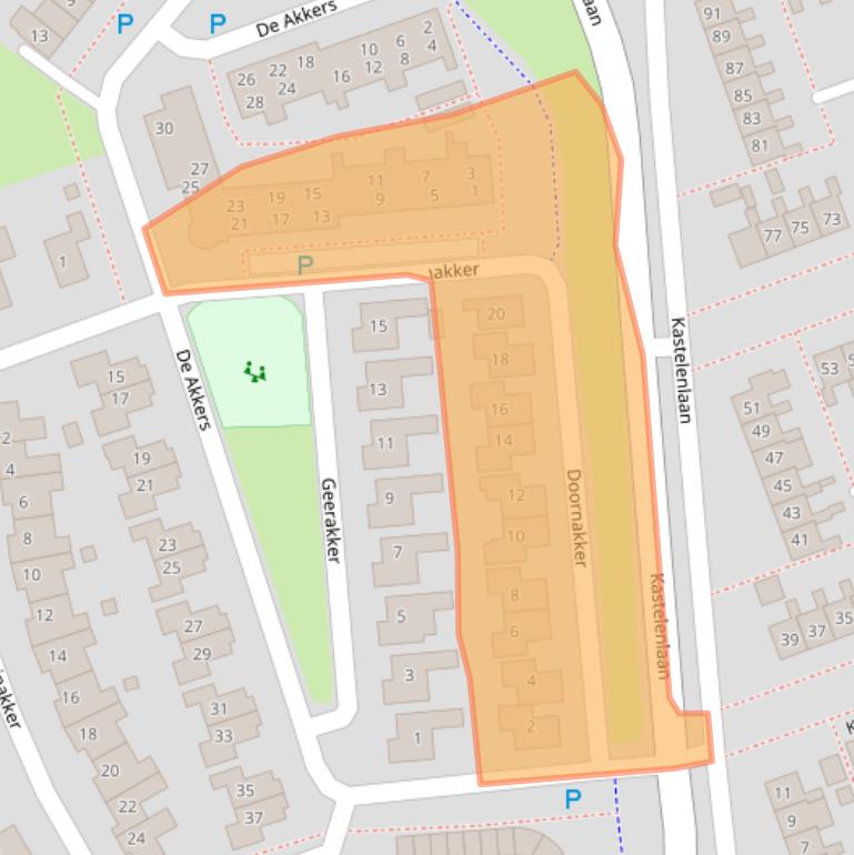 Kaart van postcodegebied 9302DC.